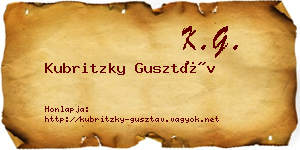 Kubritzky Gusztáv névjegykártya